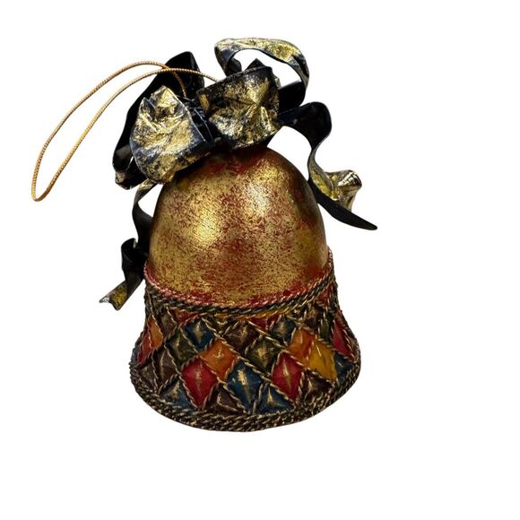 2 Vtg Department 56 Silk Road Hand Painted Paper Mache Bell Ornament Christmas - Picture 3 of 10
